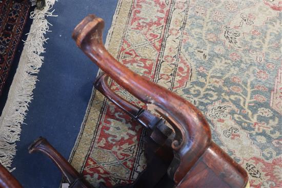 An early 18th century red walnut stool, W.1ft 6in. D.1ft 2in. H.1ft 4in.